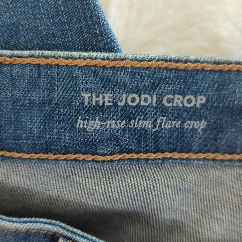 Adriano Goldschmiede The Jodi Crop High Rise Slim Flare Distressed Hem Jeans 28 - Picture 11 of 15